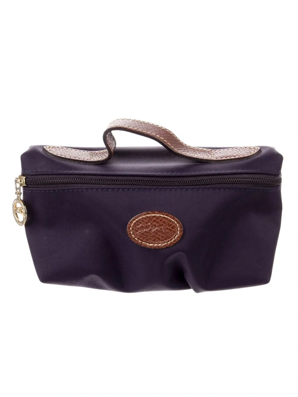 Longchamp Dark Purple and Brown Small Cosmetic Pouch